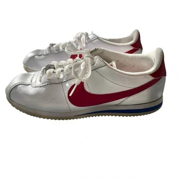 Nike Cortez leather sneakers white red blue swoosh size 10 - Picture 3 of 13